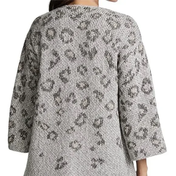 Cupcakes and Cashmere Animal Print Cardigan Size XS Gray NWT Anthropologie - Picture 2 of 9